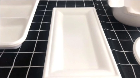Одноразовая белая компостируемая прочная бумажная квадратная тарелка для фруктов